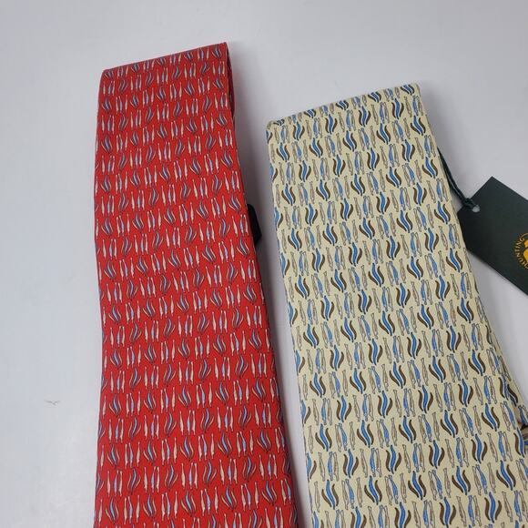 Hunting World 2 Pack Vintage Silk Ties 1 Red and 1 Tan New with tags - Picture 7 of 10